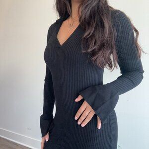 Black Collared Sweater Dress